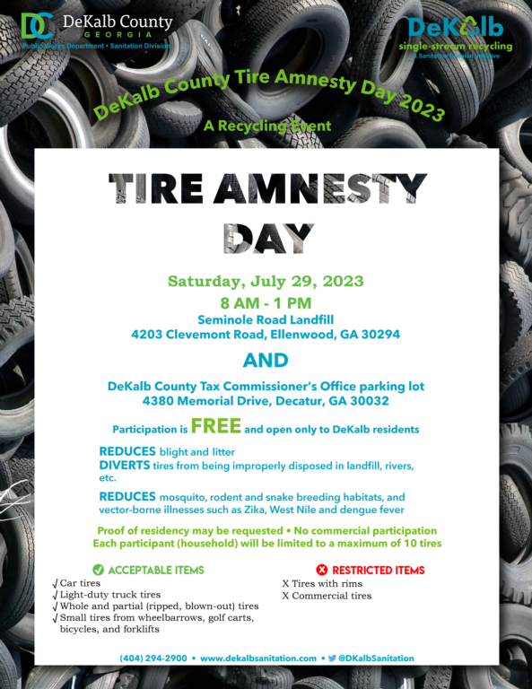Dekalb Sanitation to Host Tire Amnesty Day 2023!